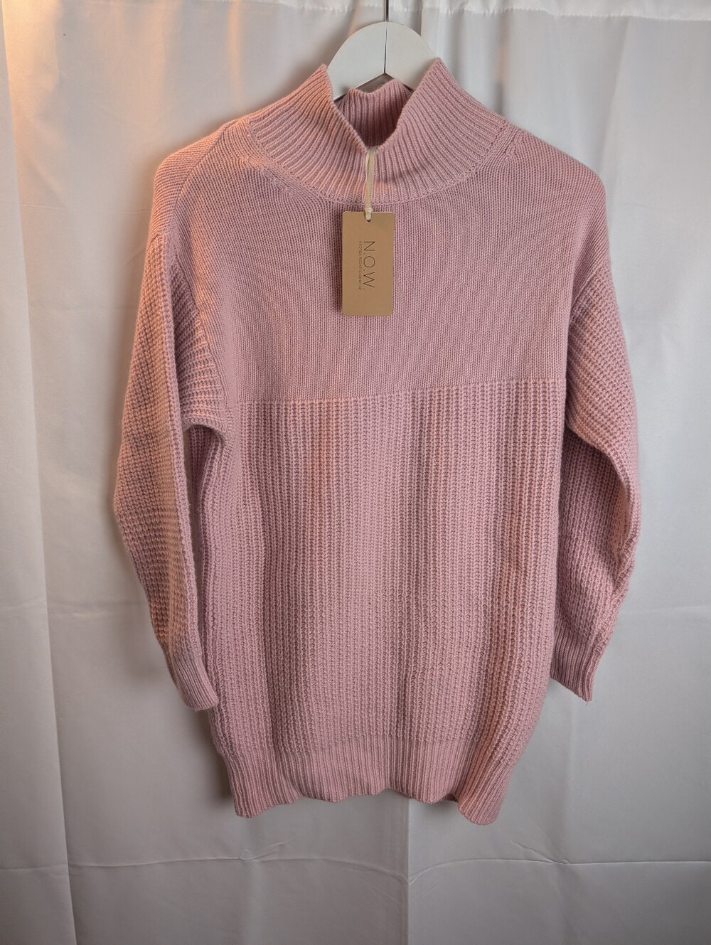 N.O.W. Pink Cashmere Blend Mock Neck Sweater Size M BNWT